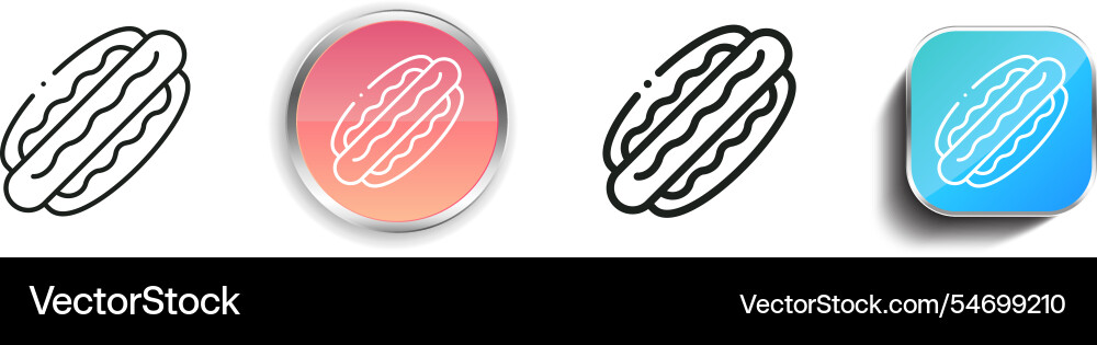 Hot dog icon thin linear regular and button style vector image