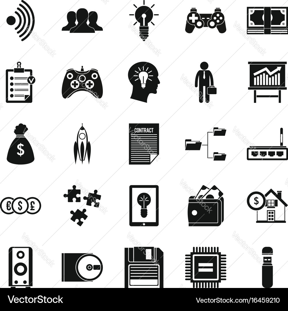 It project icons set simple style Vector Image