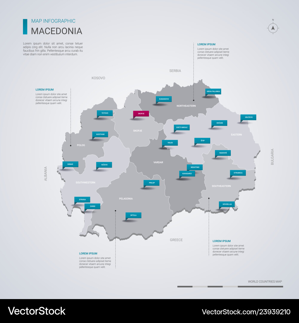 Macedonia map with infographic elements pointer Macedonia map with infographic elements pointer vector image
