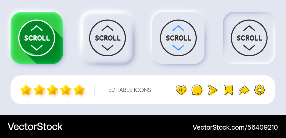 Scroll down button line icon scrolling screen Scroll down button line icon scrolling screen vector image