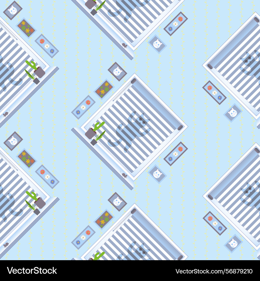 Seamless pattern the cat is hiding behind Vector Image