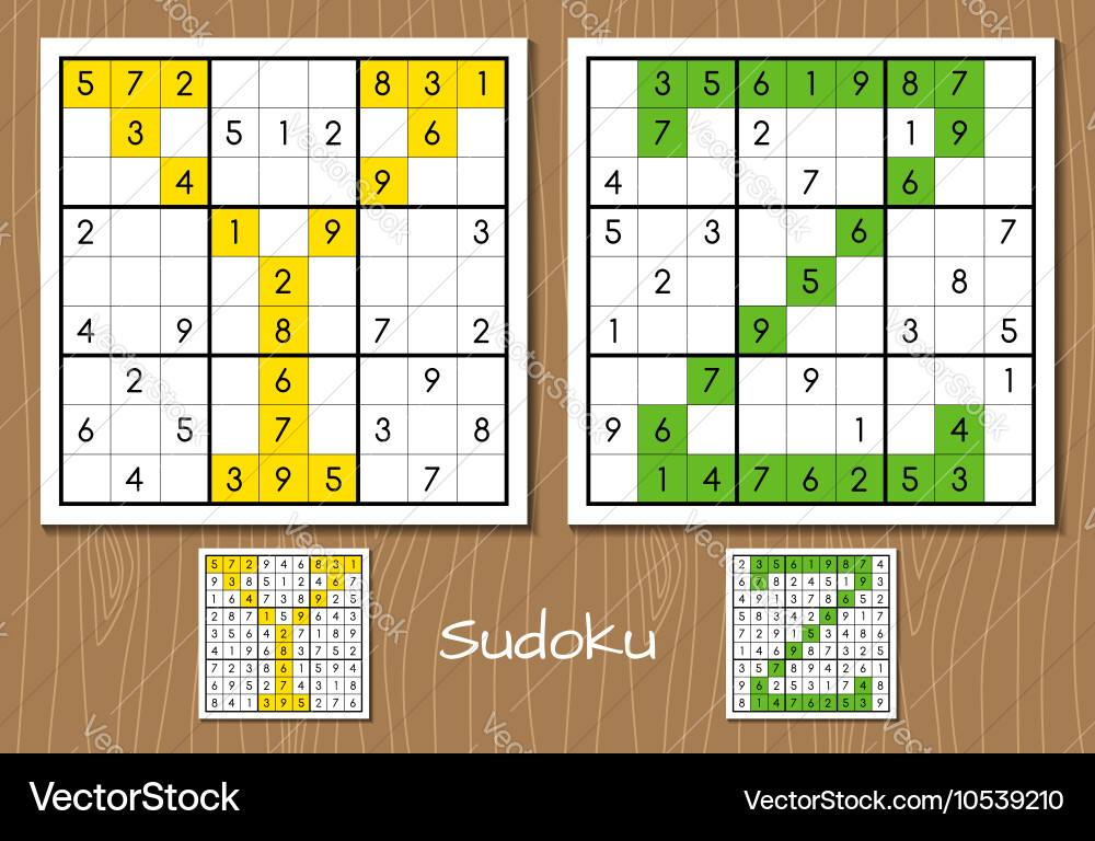 Sudoku set with answers y z letters Vector Image