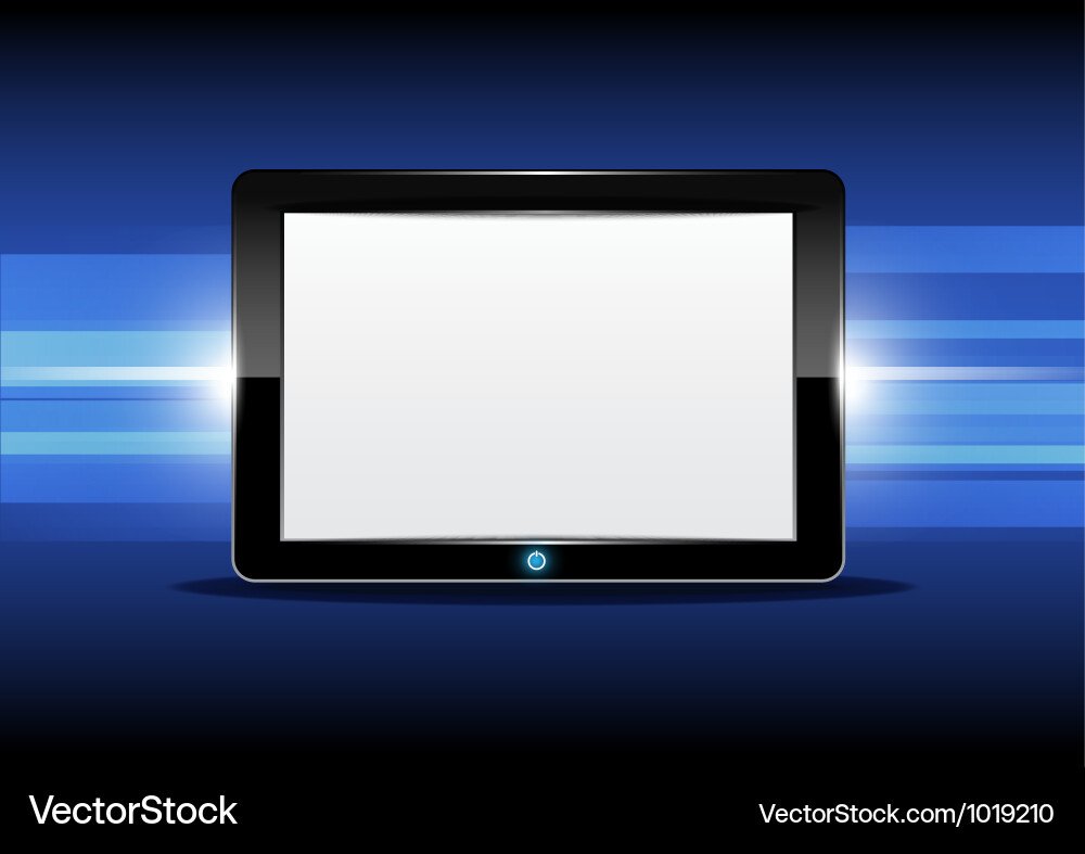 Tablet computer with shiny background vector image
