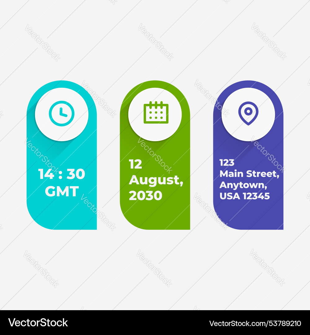 Time date and address concept isolated Time date and address concept isolated vector image