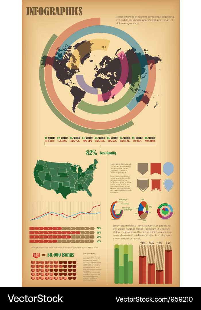 World Map Data Visualization vector image