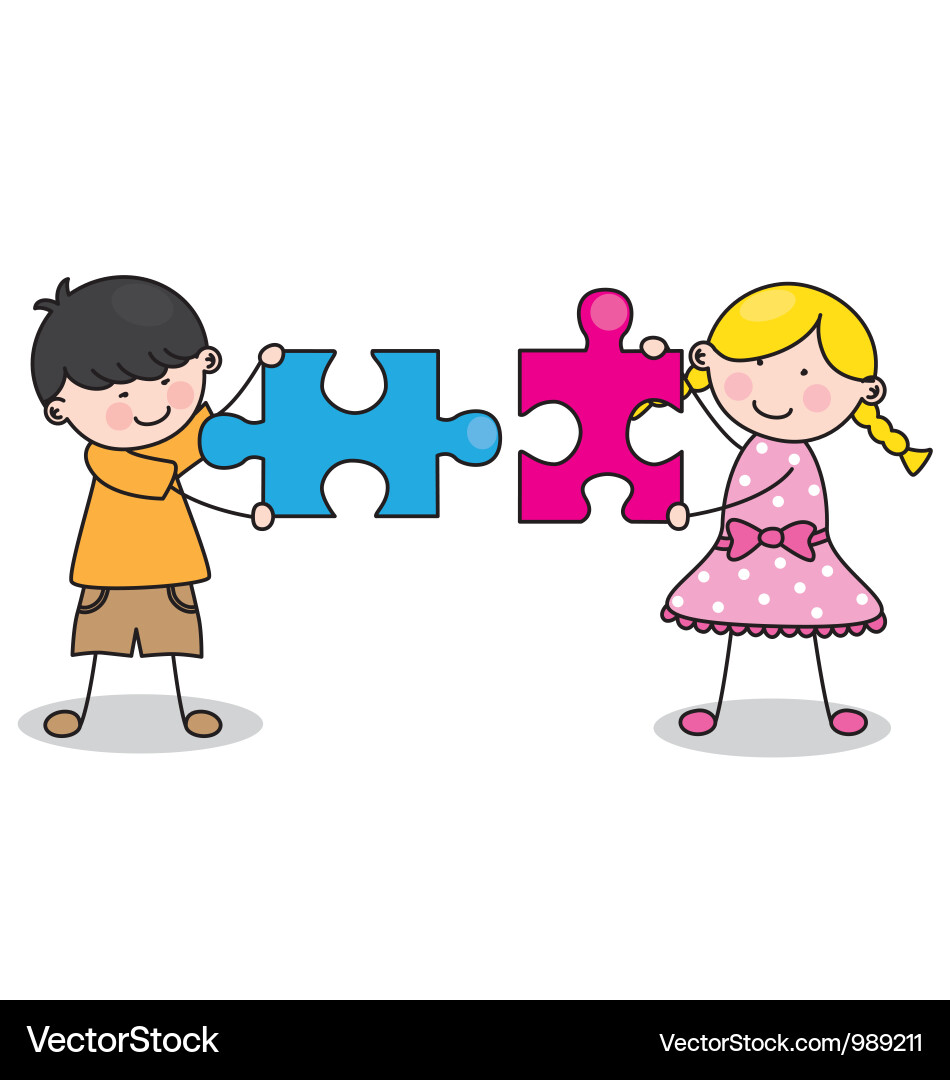Child Playing with Puzzle vector image