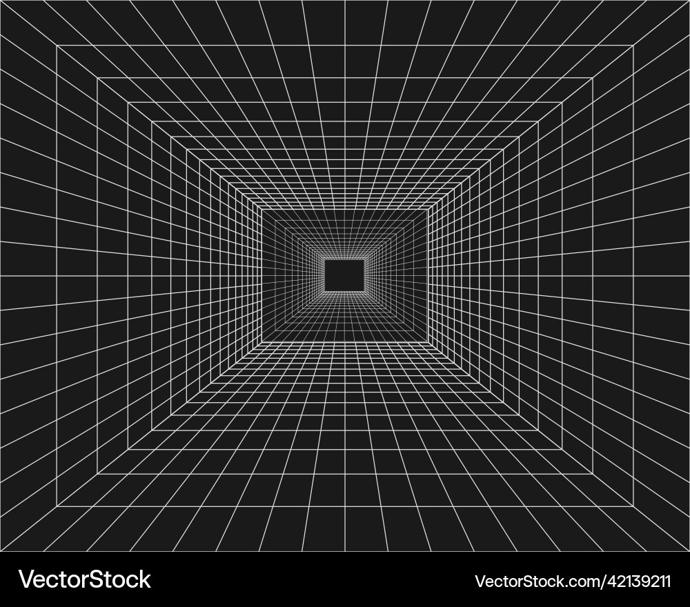 Cyber grid retro punk perspective rectangular Cyber grid retro punk perspective rectangular vector image