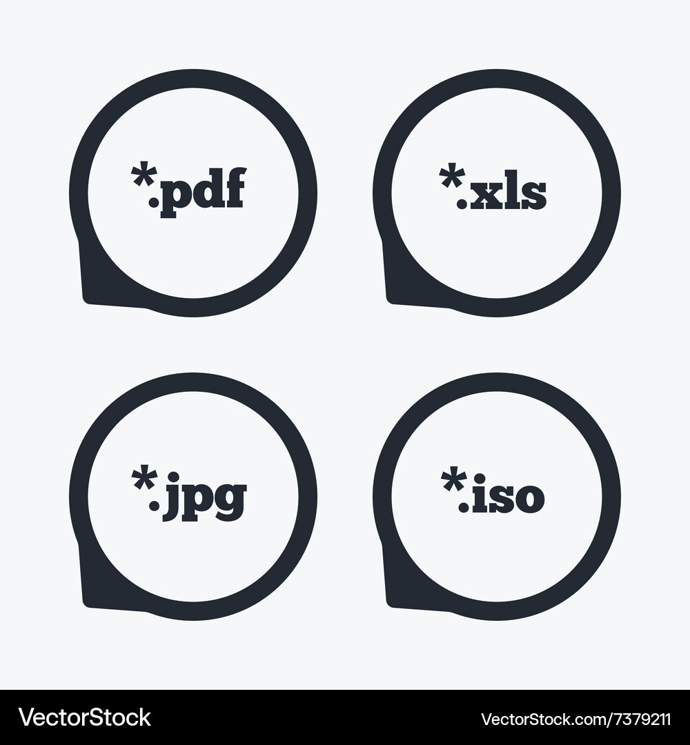 Document signs file extensions symbols Vector Image