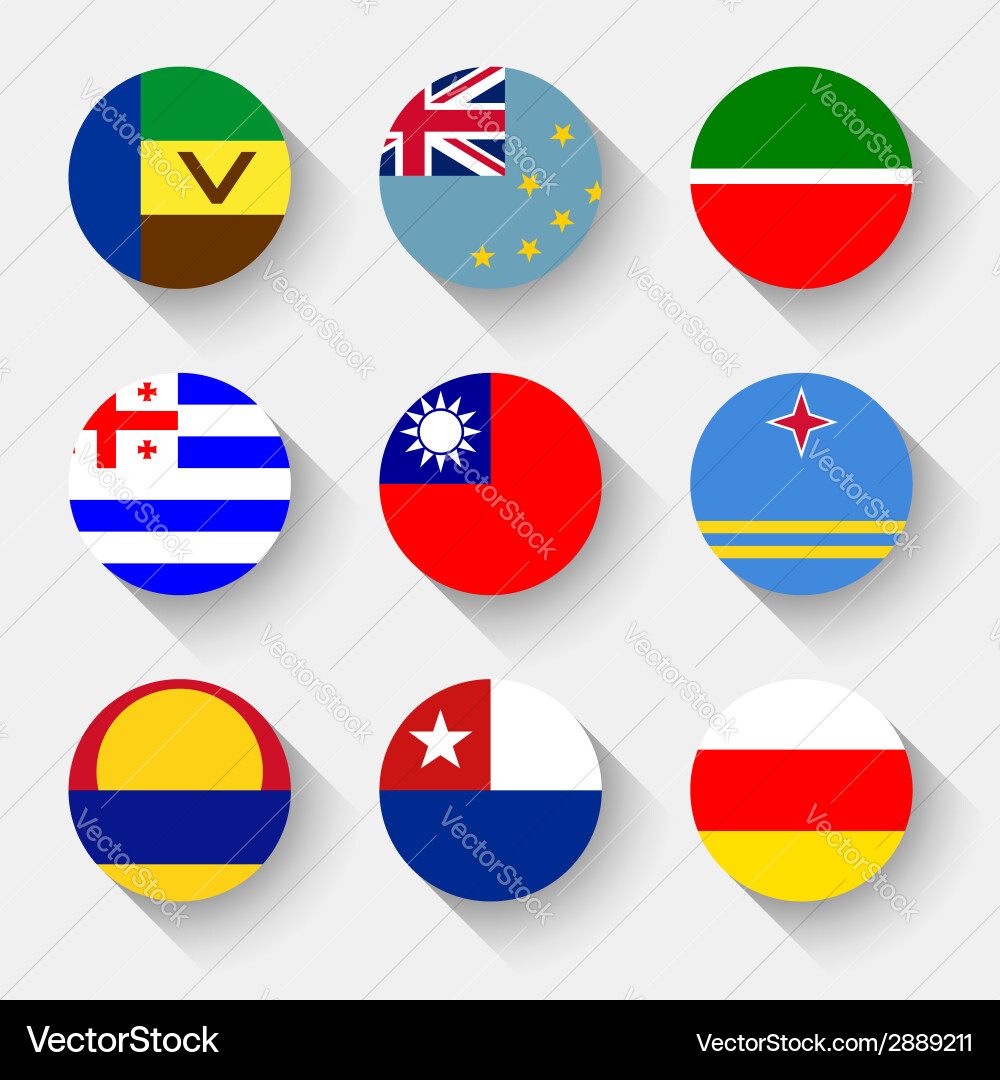 Flags of the world round buttons vector image