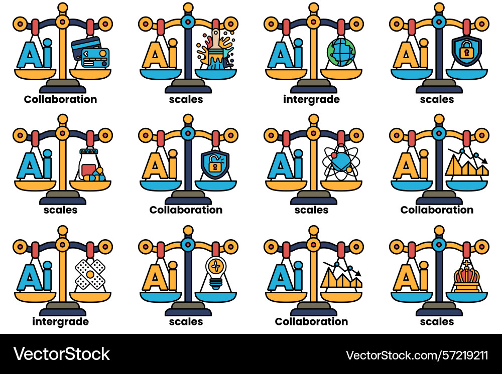 Image is a set of scales with the word ai on them Vector Image