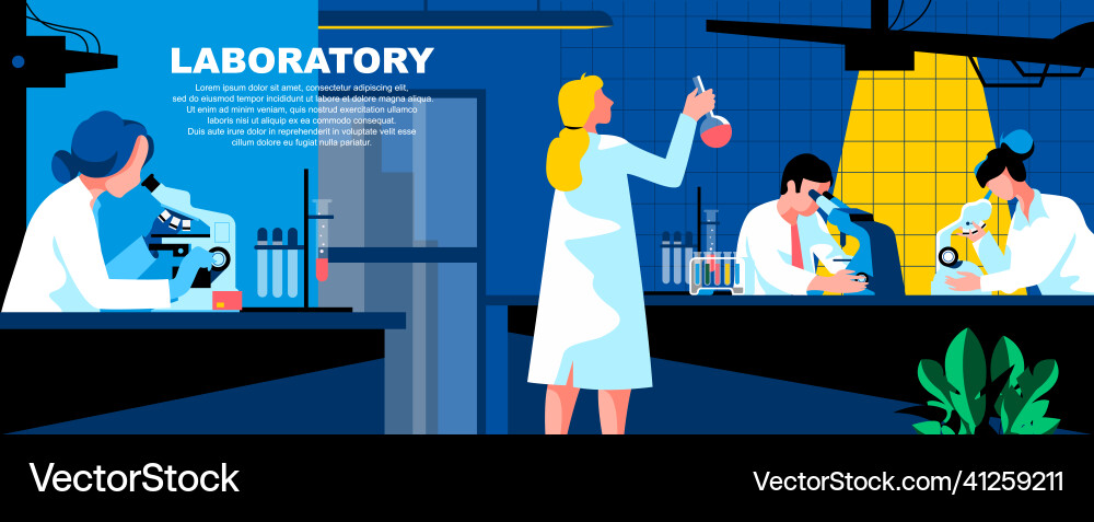 Laboratory flat landing page template vector image