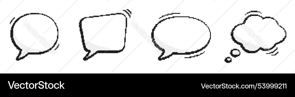Retro speech bubbles icon set in pixel art vector image