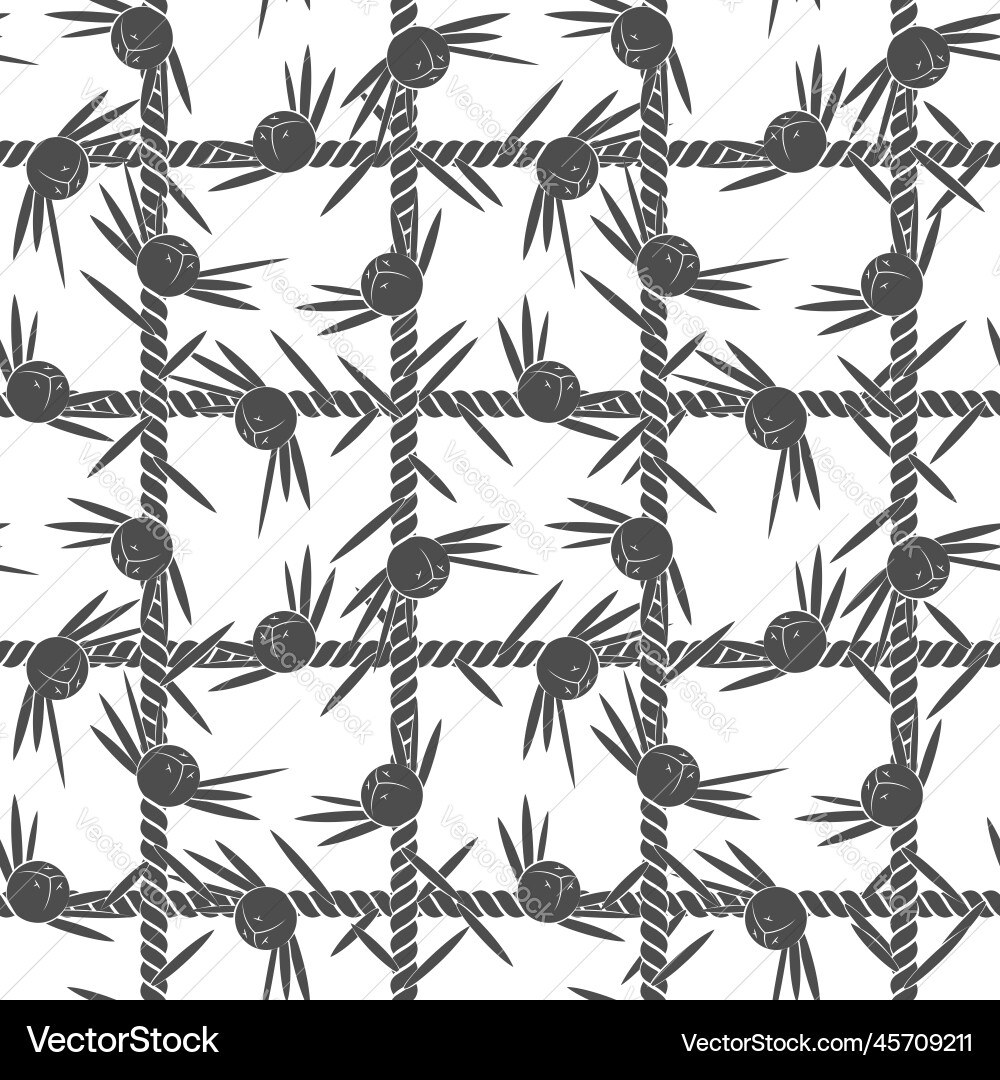 Seamless pattern net of the cord with juniper Seamless pattern net of the cord with juniper vector image