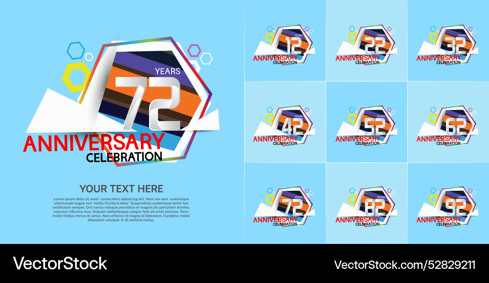 Set of anniversary with colorful color can be use Vector Image