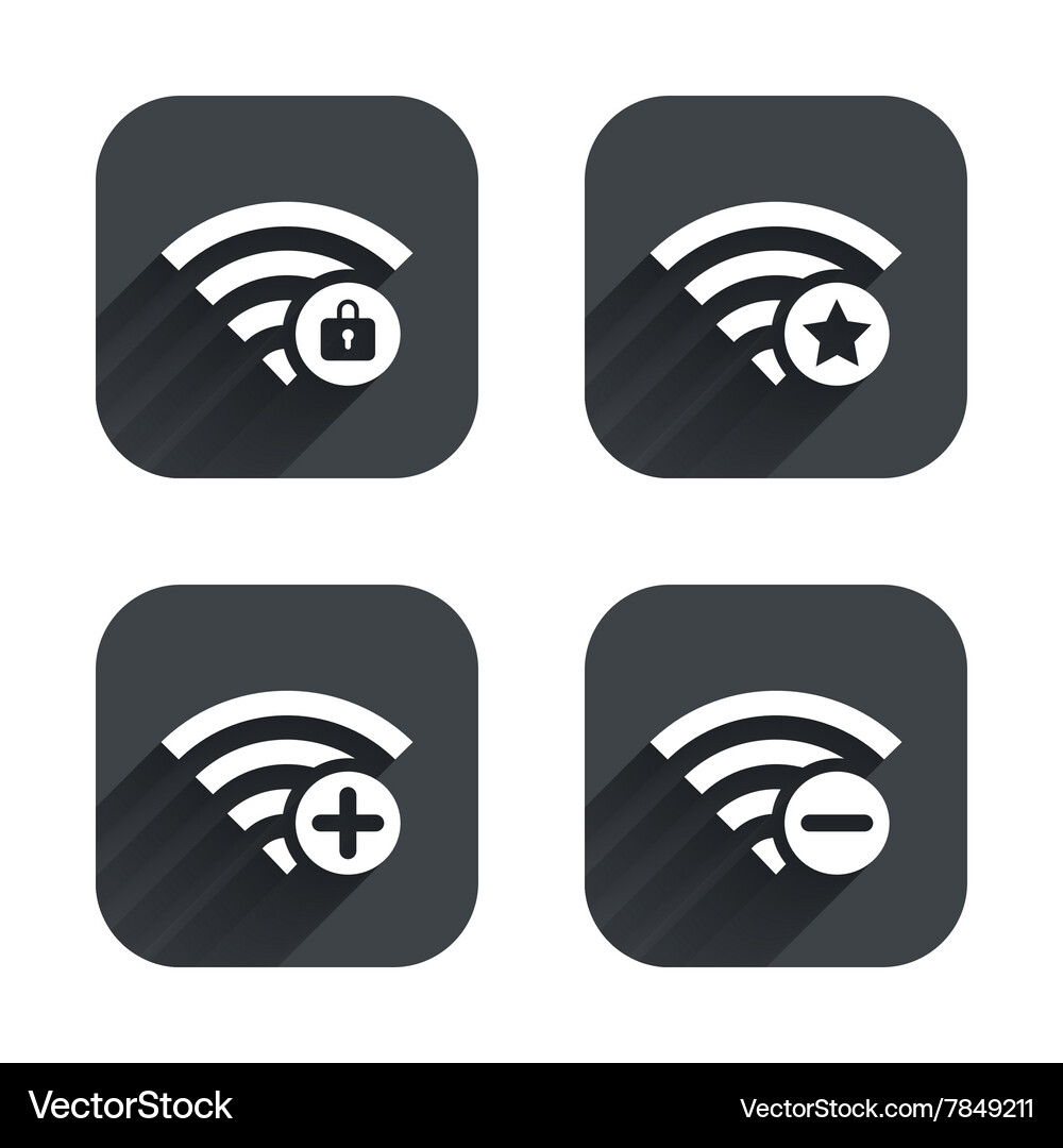 Wifi wireless network icons wi-fi add remove Vector Image
