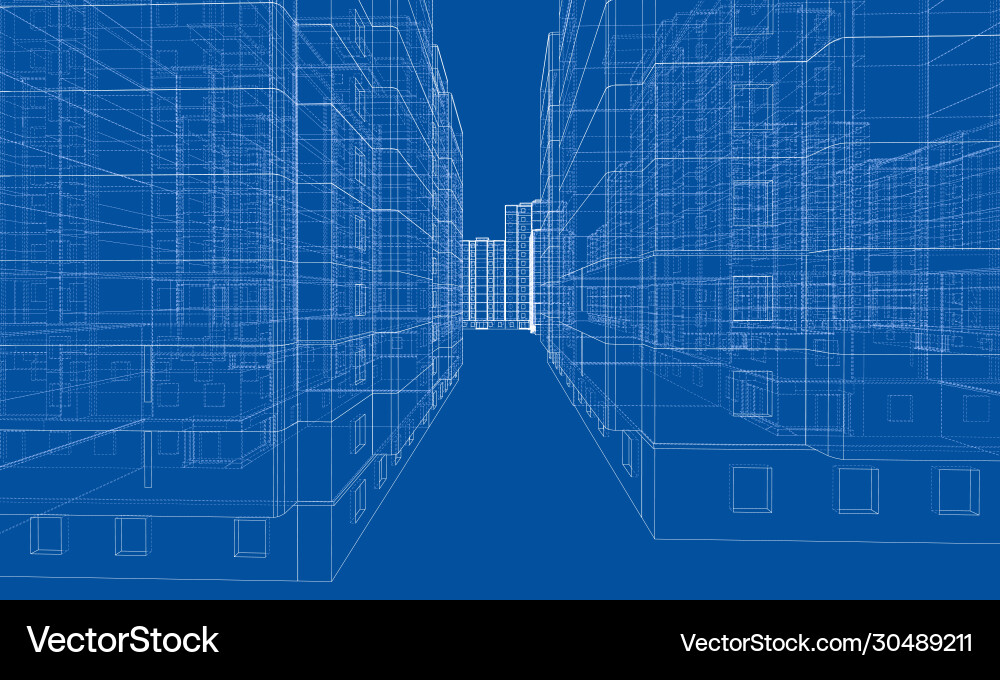 Wire-frame model a multi-storey building Wire-frame model a multi-storey building vector image