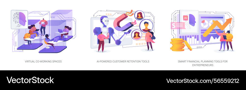 Ai and digital tools for entrepreneurs abstract Ai and digital tools for entrepreneurs abstract vector image