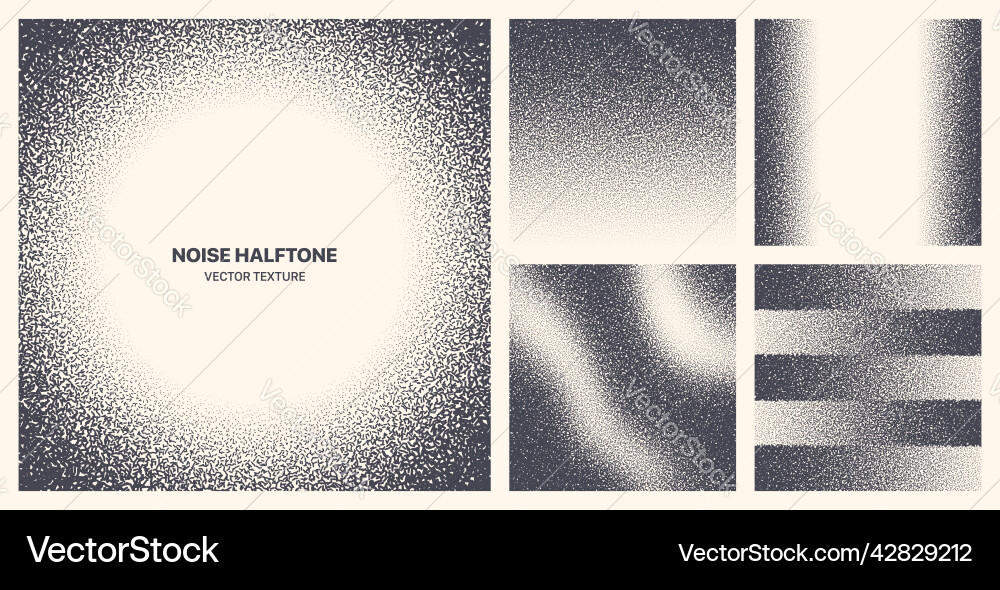 Assorted various contrast black noise halftone Assorted various contrast black noise halftone vector image