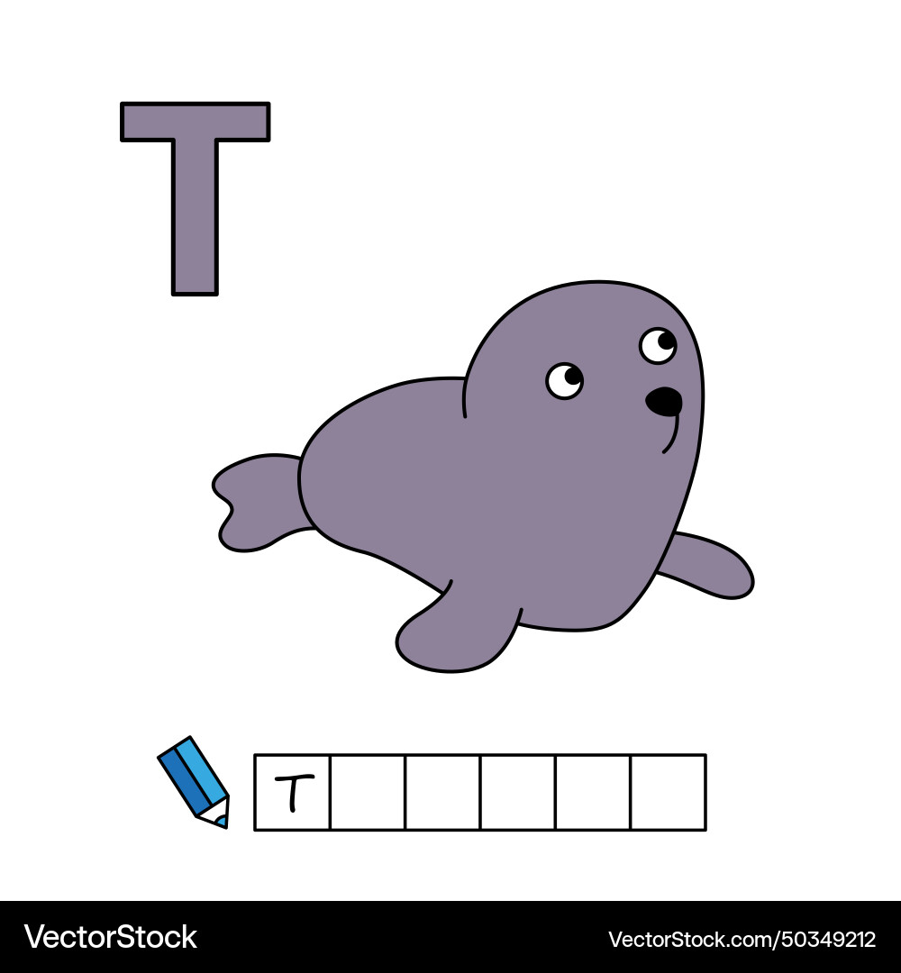 Cartoon seal with russian alphabet Cartoon seal with russian alphabet vector image