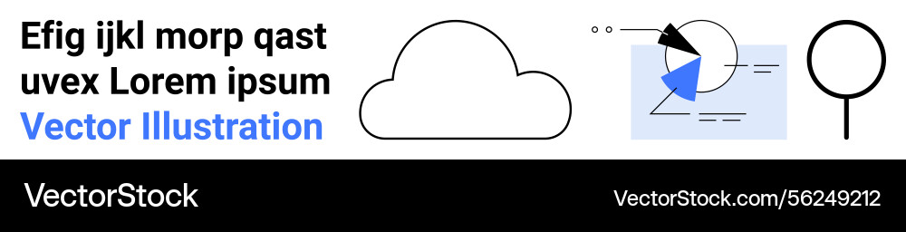 Cloud with data analytics elements and magnifying Cloud with data analytics elements and magnifying Vector Image