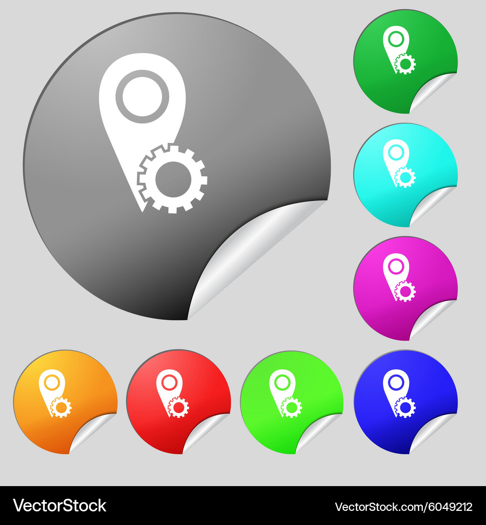 Map pointer setting icon sign set of eight multi Vector Image