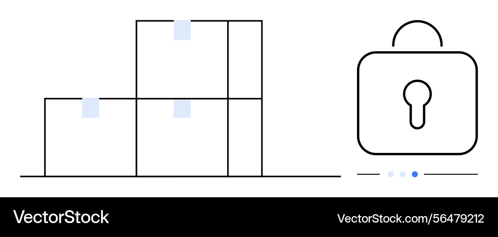 Secure package storage concept with lock icon vector image