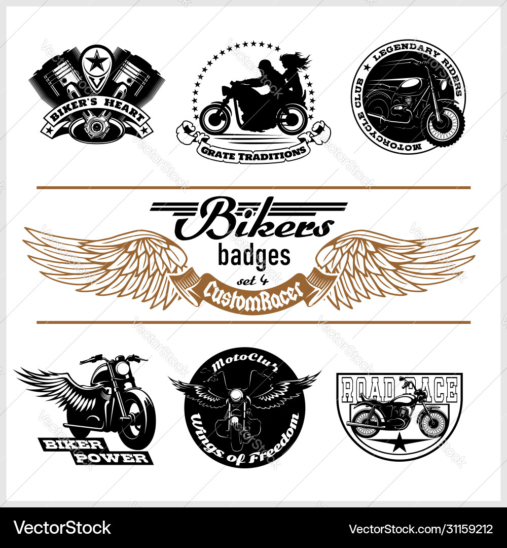 Vintage Motorcycle Badges & Labels vector image