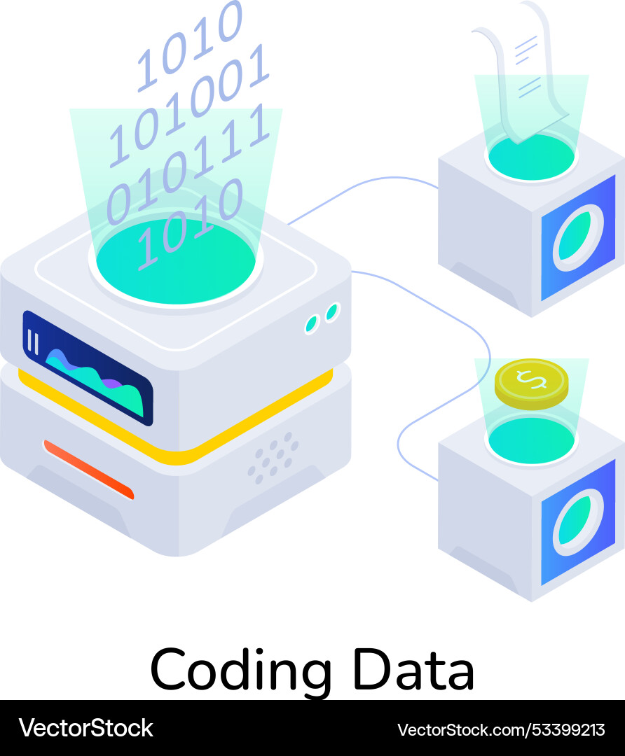 Basis rgbconnected Server die Daten isometrisch kodieren vektorbild
