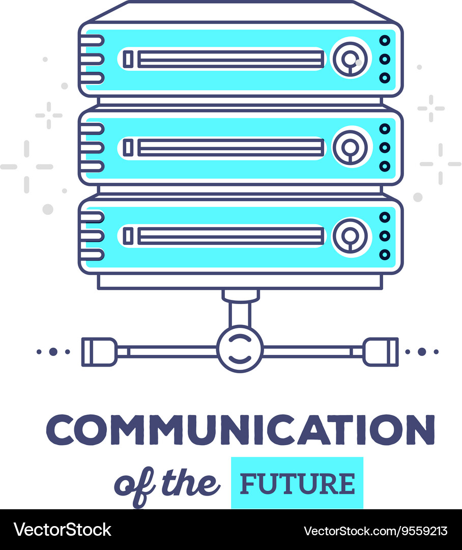 Blue data server with text communication Vector Image
