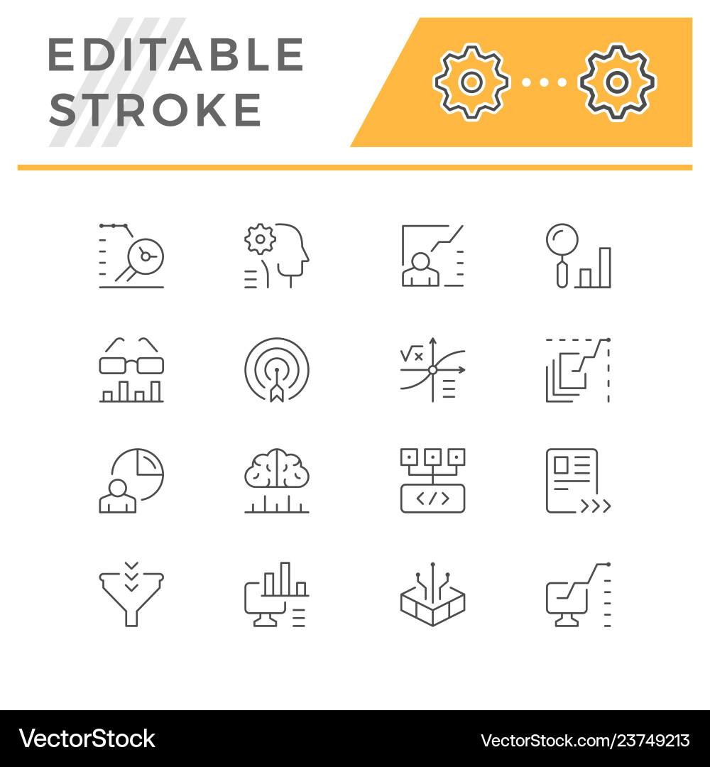 Data Analytics Line Icons Set vector image