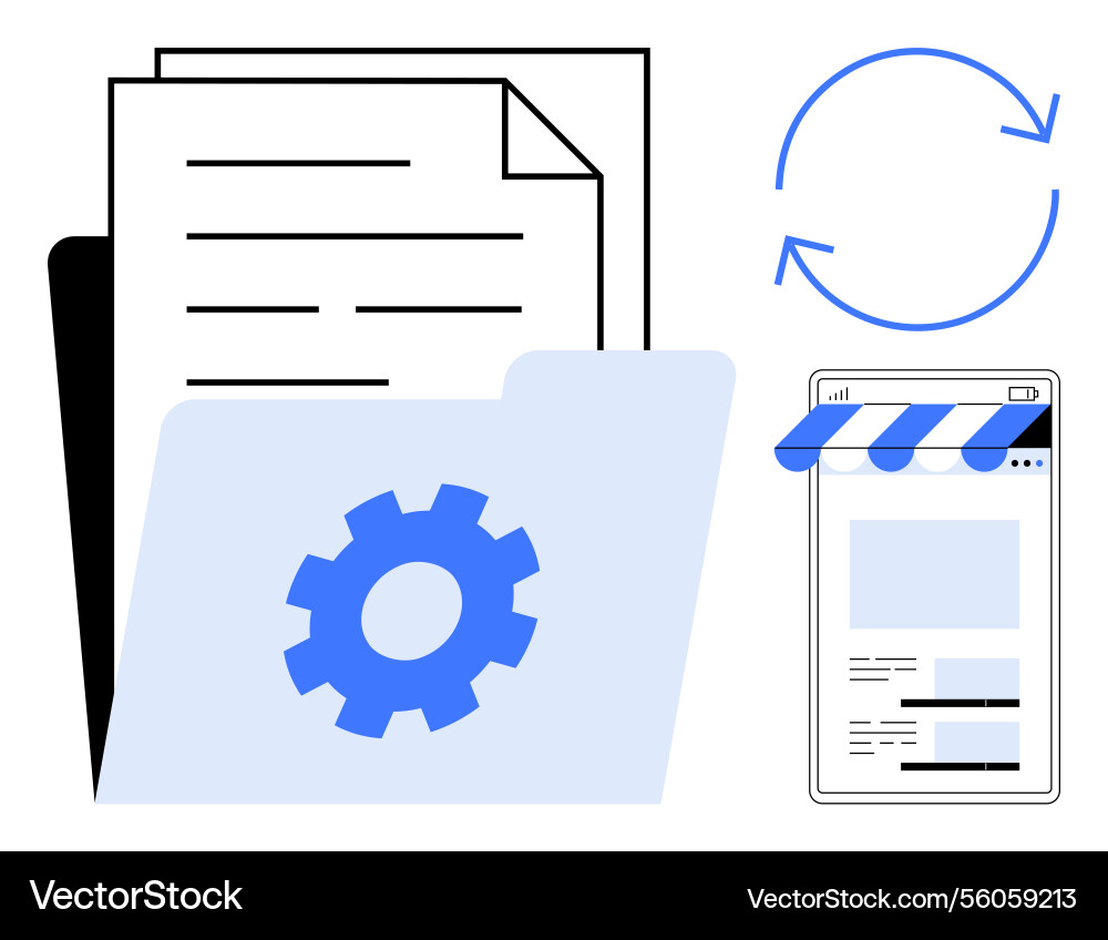 Document management system with file folder Document management system with file folder vector image