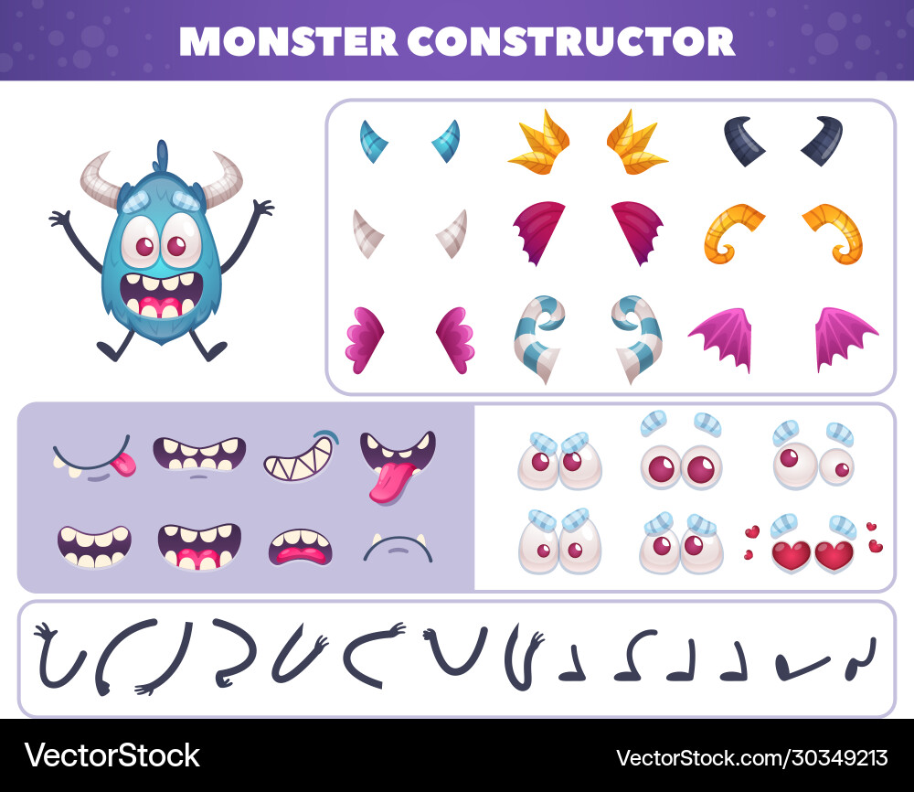 Funny beast constructor set vector image