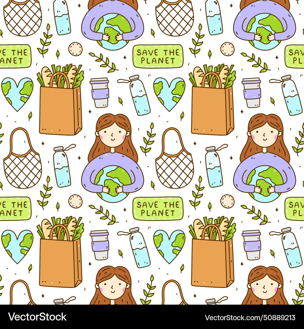 Seamless pattern with recycle products Seamless pattern with recycle products Vector Image