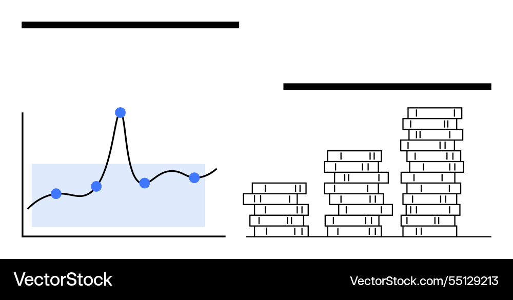 Visualizing progress line graph and bar Visualizing progress line graph and bar vector image