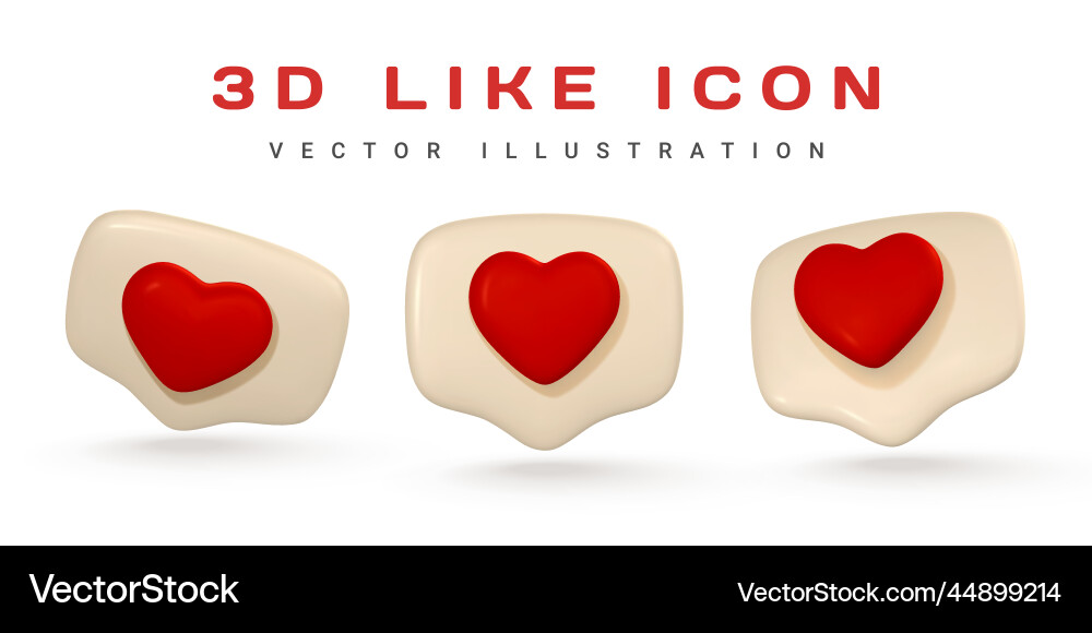 3d like message notification icon cute minimal 3d like message notification icon cute minimal vector image