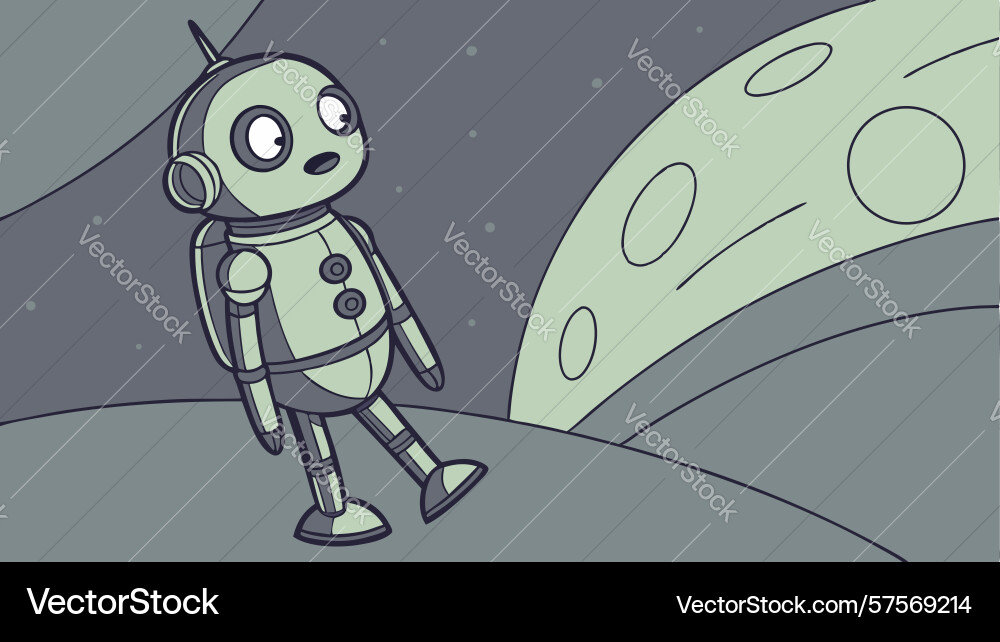 Android robot floating in zero gravity vector image