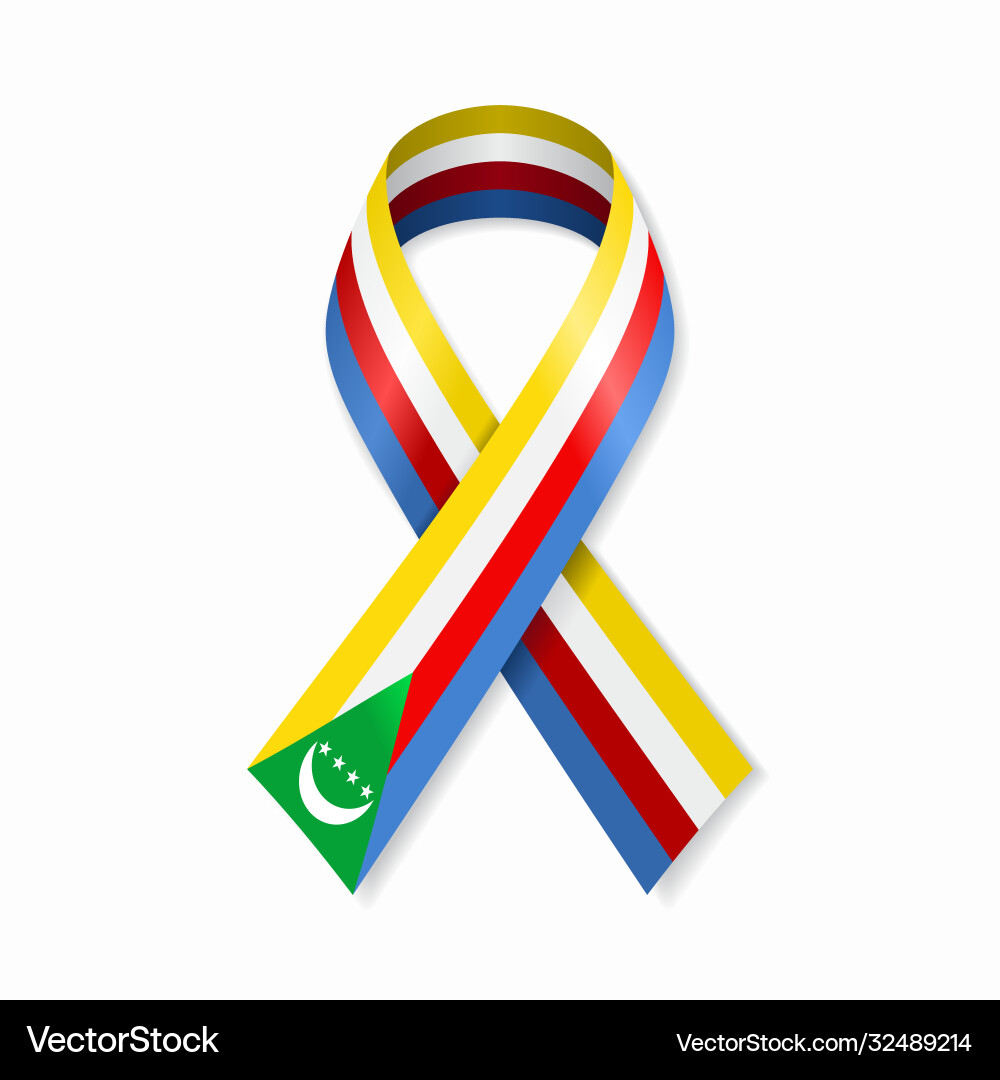 Comoros flag stripe ribbon on white background Vector Image