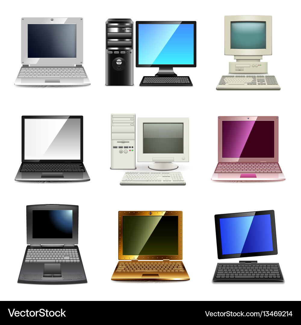 Computer Icon Set - Various Devices vector image