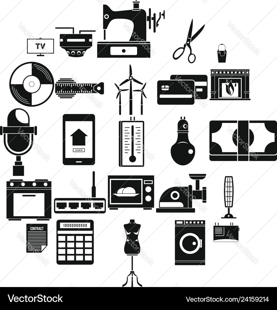 Computer staff icons set simple style Computer staff icons set simple style vector image