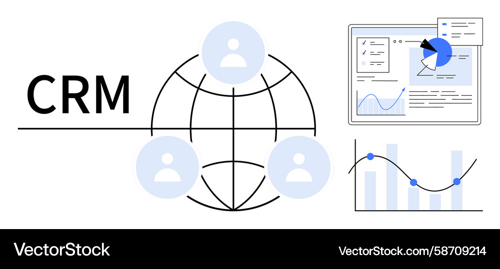 CRM Data Analytics Network Vector Image