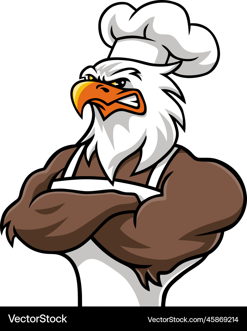 Eagle chef mascot character design logo vector image