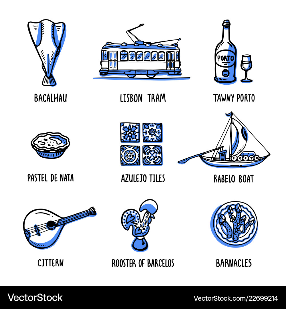 Portugal landmarks set symbols of Portugal landmarks set symbols of vector image