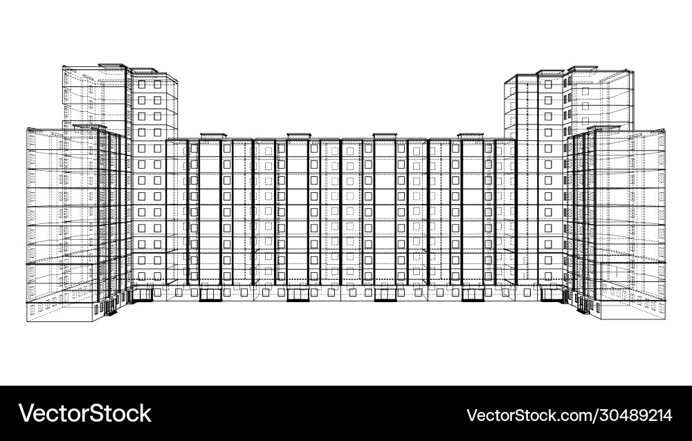 Wire-frame model a multi-storey building Wire-frame model a multi-storey building Vector Image