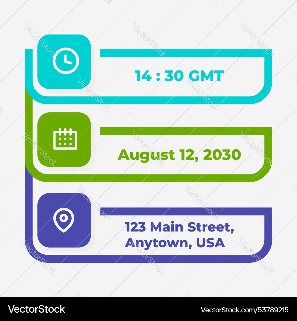 Time date and address concept isolated Time date and address concept isolated vector image