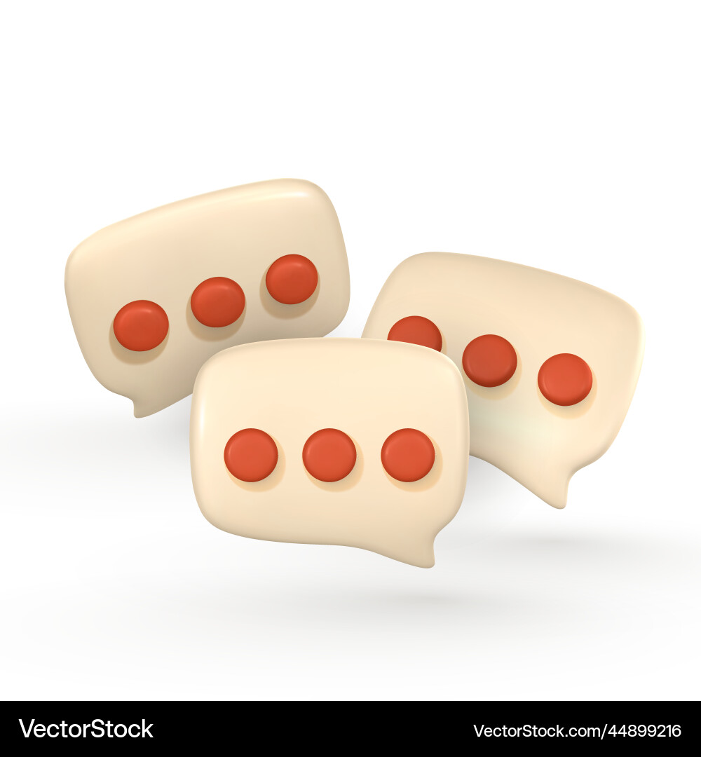 3d message notification icon cute minimal speech 3d message notification icon cute minimal speech Vector Image