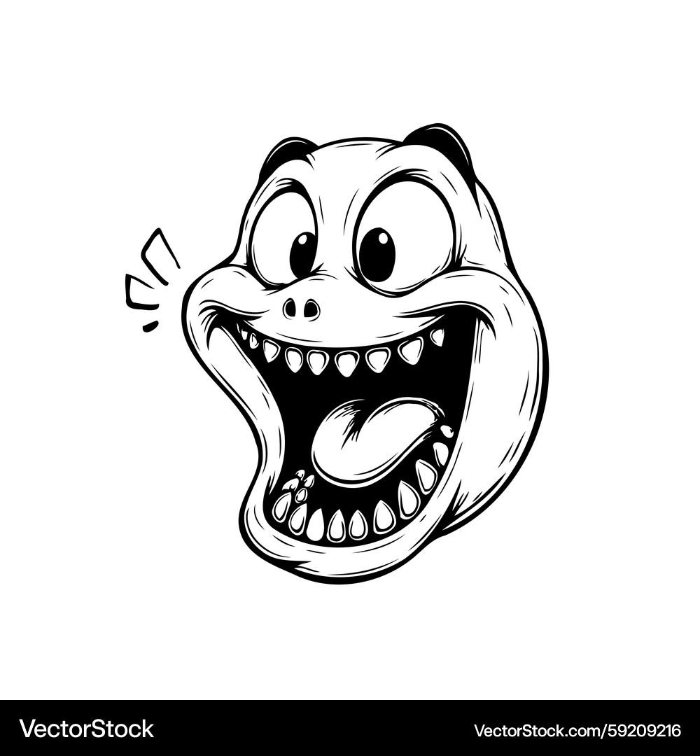 Cartoon Creature with Gleaming Smile – Royalty-Free Vector | VectorStock, image size:1000x1080