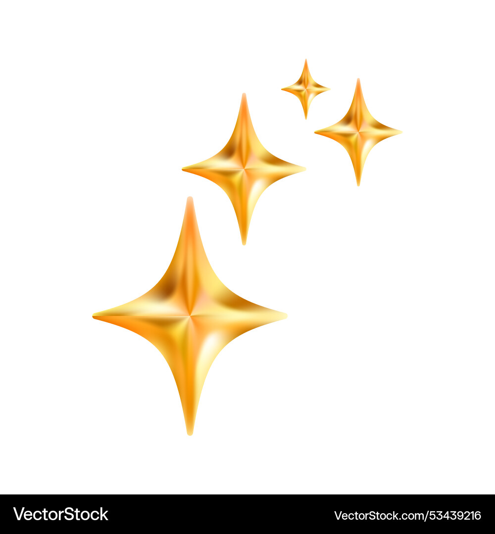 Gold star emoji icon glittering sparkle magic Gold star emoji icon glittering sparkle magic vector image