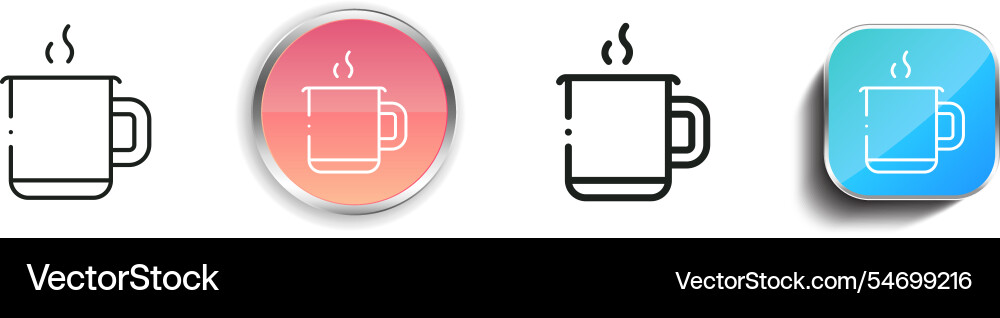 Hot drink icon thin linear regular and button vector image
