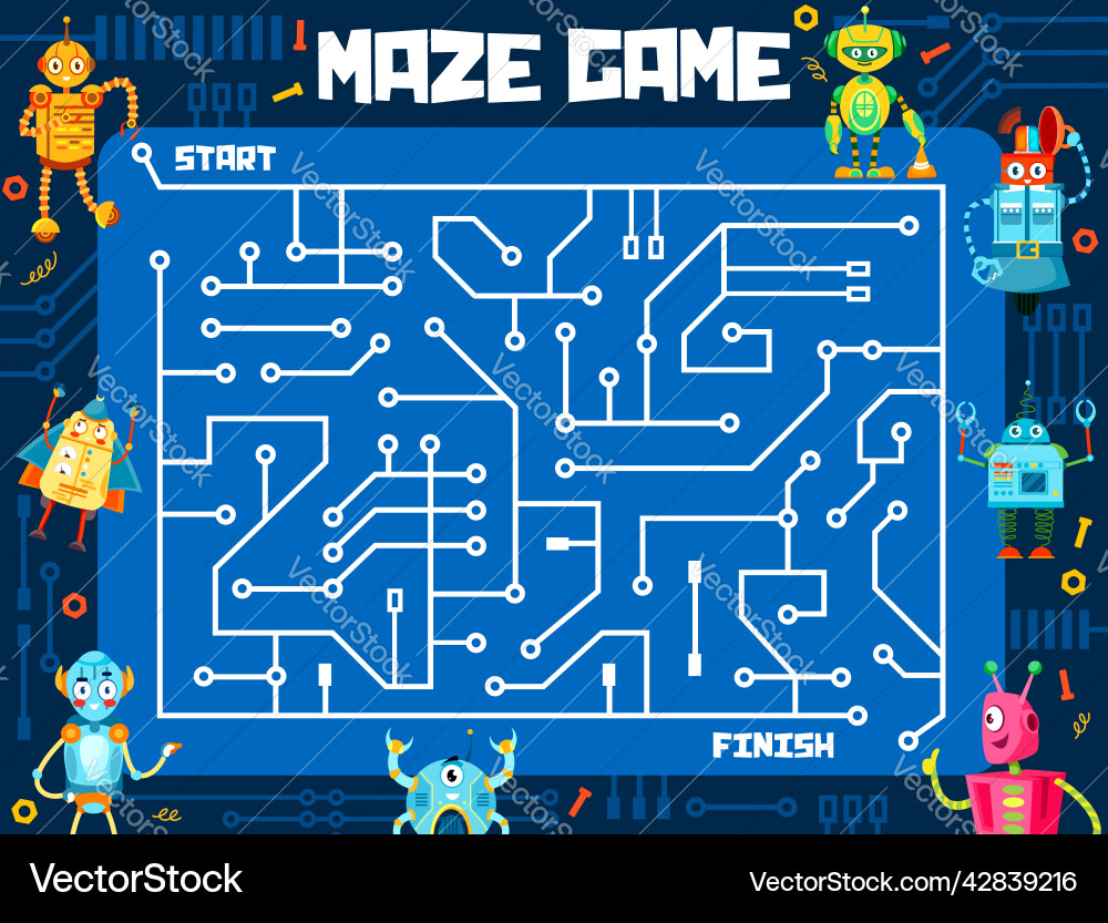 Robot Maze Puzzle Game vector image