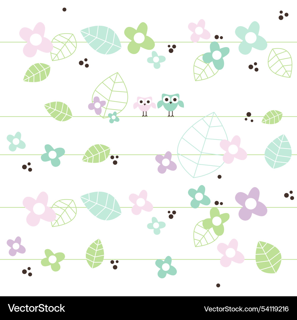 Spring seamless colorful pattern with owls Spring seamless colorful pattern with owls vector image